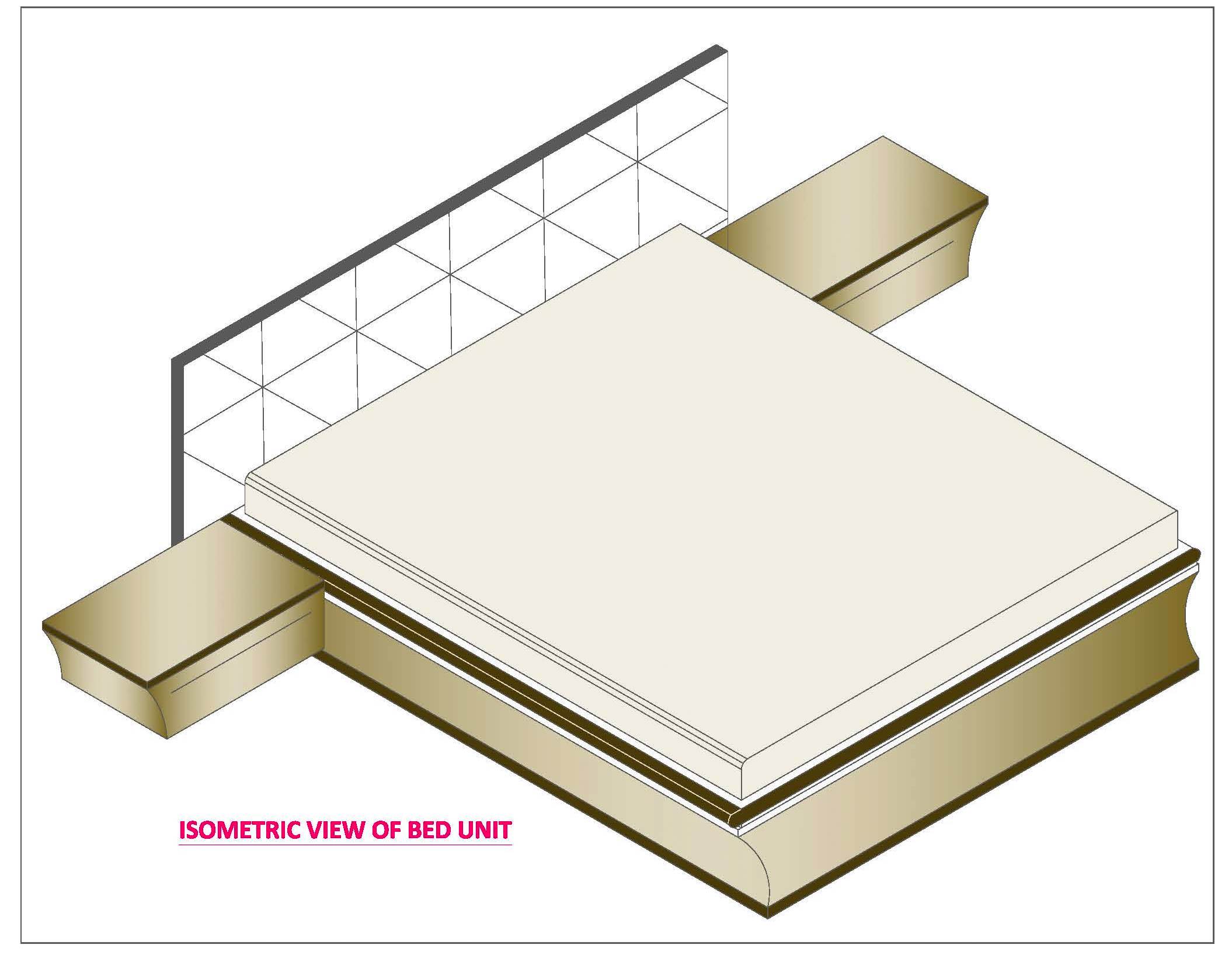 Modern Double Bed Isometric 3d View Cad Block